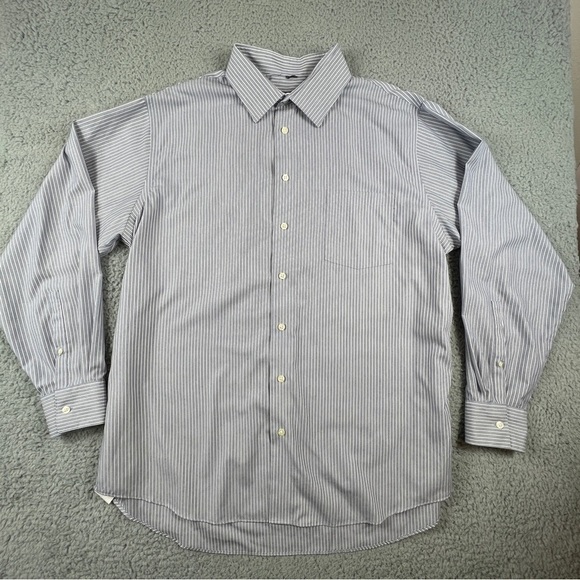 Kenneth Cole Reaction Shirt Mens Size 17-17.5 34-35 Button Down Gray Stripes - Picture 2 of 9